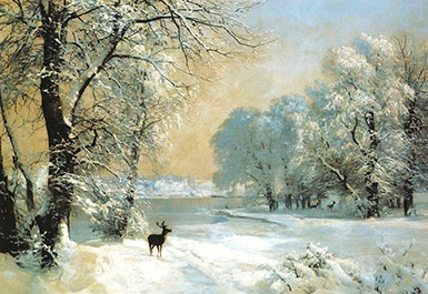 Зимний пейзаж с оленем :: Андерс Андерсен-Лундби, 1890 год