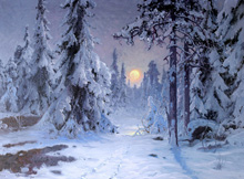 Сияние луны над зимним ландшафтом :: Карл Брандт (шведский художник), 1920 год