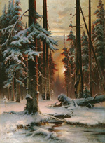 Зимний закат в еловом лесу :: Клевер Юлий Юльевич, 1889 год