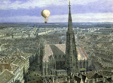 Воздушный шар над Веной (вид с юго-запада) :: Якоб Альт, 1847 год