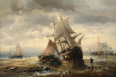 Корабли, оказавшиеся на мели во время отлива :: Франсуа Этьен Мусин