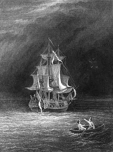 Фронтиспис к роману «Корабль-призрак» Фридриха Марриета, 1847 год