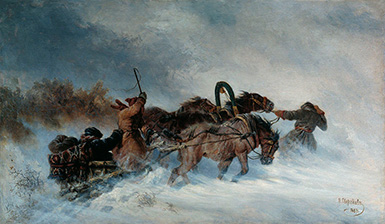 Тройка зимой :: Сверчков Николай Егорович, 1888 год