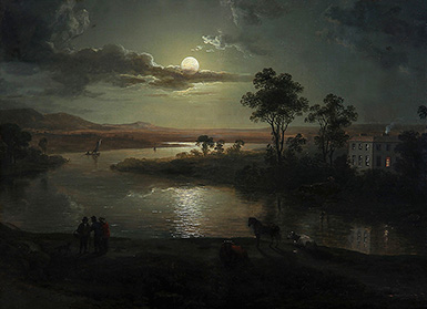 Вечерняя сцена с полной луной и людьми :: Авраам Петр, 1801 год