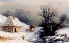 Телега с волами зимой :: Айвазовский Иван Константинович, 1866 год