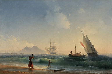 Встреча рыбаков на берегу Неаполитанского залива :: Айвазовский Иван Константинович, 1842 год