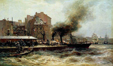 Гавр. Вход в порт во время прилива :: Беггров Александр Карлович, 1876 год