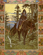 Чёрный всадник (иллюстрация к сказке «Василиса Прекрасная»), Иван Билибин
