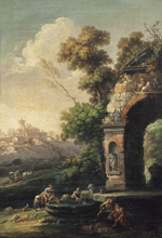 Пейзаж с аркой и фонтаном :: Карло Бонавиа