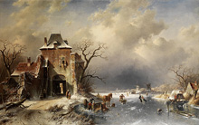Зимний голландский пейзаж :: Шарль Анри Жозеф Лейкерт, 1865 год