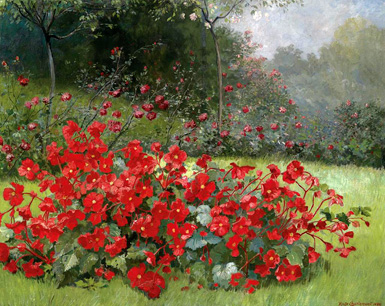 Летний сад (Summer Garden) :: Hugo Charlemont, 1899 год (шарлаховые цветы)