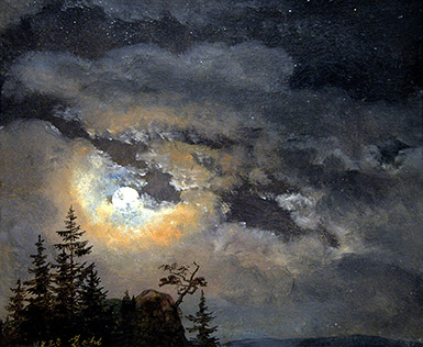Радужный венец на облаках вокруг полной луны :: Юхан Кристиан Клаусен Даль, 1822 год