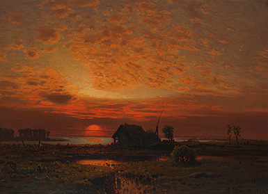 Пейзаж при закате солнца :: Карл Людвиг Доузетте, 1874 год