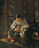 На крыльце избы :: Фелицин Ростислав Иванович, 1855 год