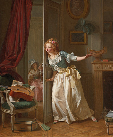 Молодая девушка подслушивает разговор двух влюбленных :: Мишель Гарнье, 1789 год