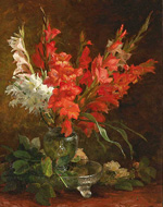 Натюрморт с гладиолусами и розами (Poppies and Wild Roses) :: Герардина Якоба Бакгейзен (1826–1895)