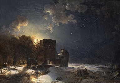 Зимняя лунная ночь :: Карл Хильгерс, 1859 год