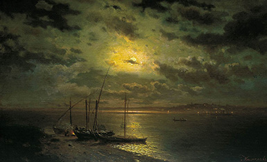 Лунная ночь на реке :: Каменев Лев Львович, 1870 год