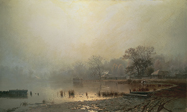 Туман. Красный пруд в Москве осенью :: Каменев Лев Львович, 1871 год
