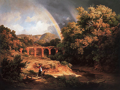 Итальянский пейзаж с виадуком и радугой :: Карой Марко, 1838 год