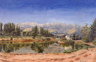 Вид парка культуры с прудом :: Кастеев Абильхан, 1937 год