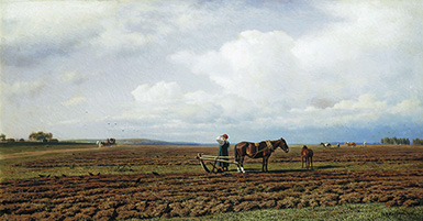 На пашне :: Клодт Михаил Константинович, 1872 год