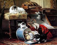 Разбираем коробки и чемоданы :: Генриетта Роннер-Книп :: Кошки в живописи