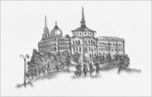 Шпили Знаменского собора и завода «Электроаппарат» (кисточки для Adobe Photoshop: «Город Курск»)