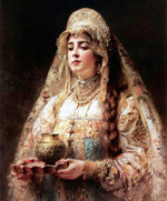 Чарка мёду :: Маковский Константин Егорович, 1890 год (Коса – девичья краса :: Красная краса – русая коса)