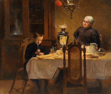 За чаем :: Маковский Владимир Егорович, 1880 год