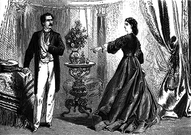 Луиза Пойндекстер и капитан Колхаун :: гравюра из книги «Всадник без головы», 1869 год