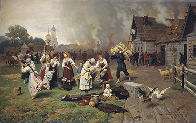 Пожар в деревне :: Дмитриев-Оренбургский Николай Дмитриевич, 1885 год