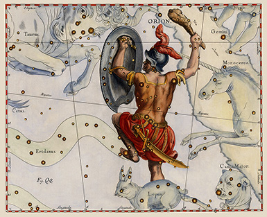 Созвездие Орион из атласа Яна Гевелия «Уранография»