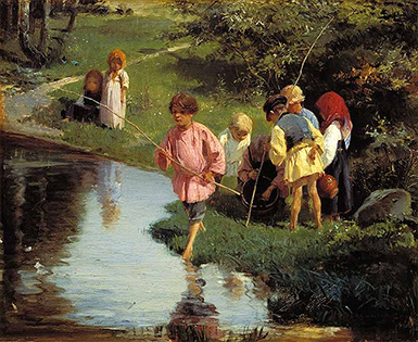 Дети на рыбалке :: Прянишников Илларион Михайлович, 1882 год