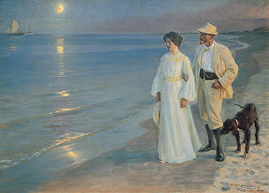 Летний вечер на пляже Скагена. Художник и его жена :: Педер Северин Кройер, 1899 год