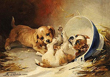 Цуцики играют (Щенки играют – Puppies playing) :: Федерико Оларио, 1889 год