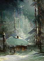 Избушка в зимнем лесу :: Саврасов Алексей Кондратьевич, 1888 год