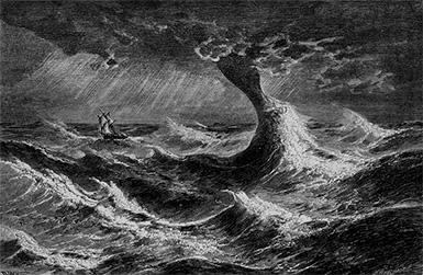 Смерч на море :: гравюра из книги Камиля Фламмариона «Атмосфера»