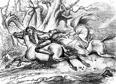Всадник без головы преследует Икабода Крейна :: Дарли Феликс, 1849 год