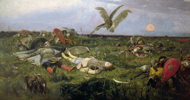 После побоища Игоря Святославича с половцами :: Васнецов Виктор Михайлович, 1880 год (червлёные щиты)